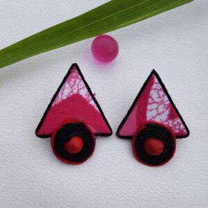 pink fabric earing